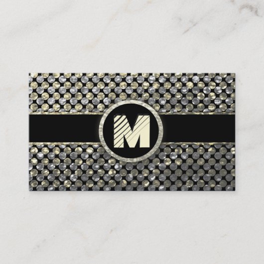 Carte De Visite Monogramme moderne d'or et d'argent (Devant)