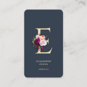 Carte De Visite Monogramme moderne E Professionnel Bleu foncé Or (Devant)