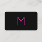 Carte De Visite Monogramme moderne éditable rose et noir (Devant)