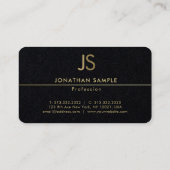 Carte De Visite Monogramme moderne Elégant Black Gold Luxury Plain (Dos)