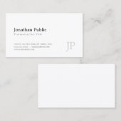 Carte De Visite Monogramme Moderne Élégant Blanc Simple Design (Devant / Derrière)