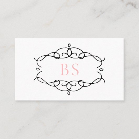 Carte De Visite Monogramme moderne élégant Boho Black Frame (Devant)