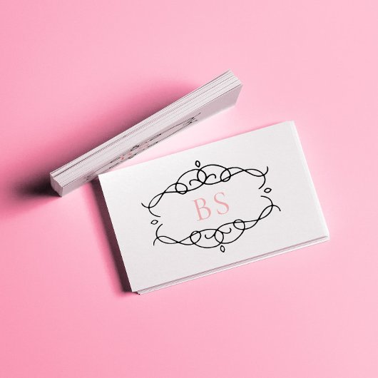 Carte De Visite Monogramme moderne élégant Boho Black Frame