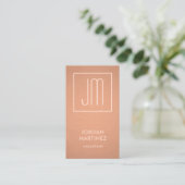 Carte De Visite Monogramme moderne Élégant Cuivre Faux Foil Vertic (Debout devant)