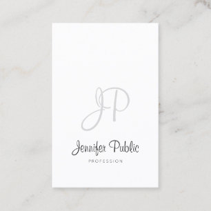 Carte De Visite Monogramme Moderne Élégant Design Épuré Manuscrit