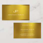 Carte De Visite Monogramme moderne Elegant Gold Look Professionnel (Devant / Derrière)
