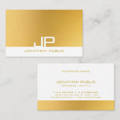 Carte De Visite Monogramme moderne Elegant Gold Modèle tendance (Devant / Derrière)