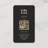 Carte De Visite Monogramme moderne élégant I Floral Black Gold (Dos)