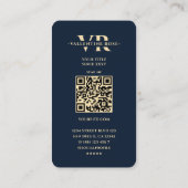 Carte De Visite Monogramme moderne Elégant initial Floral Navy Ble (Dos)