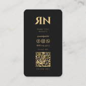 Carte De Visite Monogramme moderne Élégant noir R N (Dos)