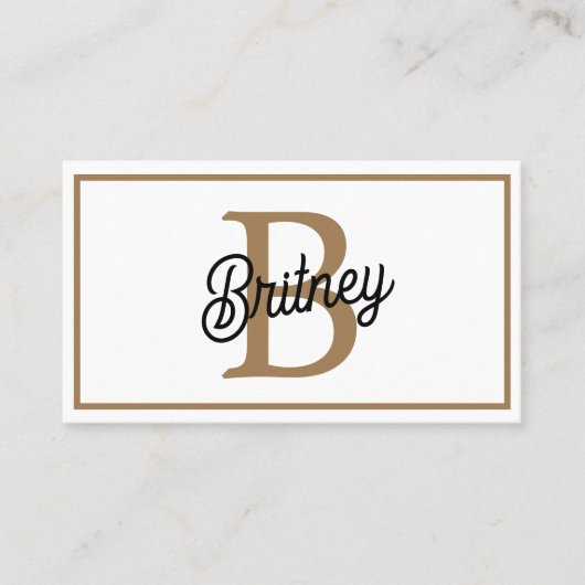 Carte De Visite Monogramme moderne élégant Nom Black Gold Script (Devant)