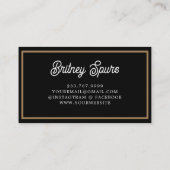 Carte De Visite Monogramme moderne élégant Nom Black Gold Script (Dos)