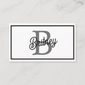 Carte De Visite Monogramme moderne élégant Nom noir Gris noir Scri (Devant)