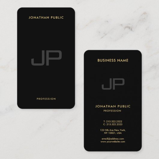 Carte De Visite Monogramme moderne élégant Premier angle arrondi (Devant / Derrière)