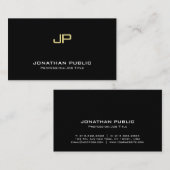 Carte De Visite Monogramme moderne élégant professionnel Black Gol (Devant / Derrière)