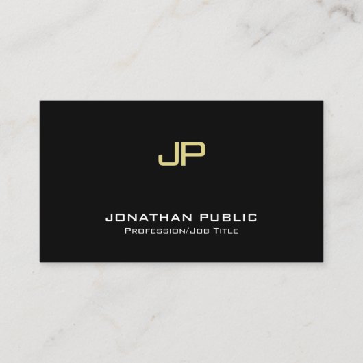 Carte De Visite Monogramme moderne élégant professionnel Black Gol (Devant)