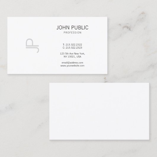 Carte De Visite Monogramme Moderne Élégant Professionnel Plain (Devant / Derrière)