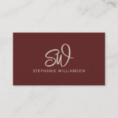 Carte De Visite Monogramme moderne élégant QR Code minimal brique  (Devant)