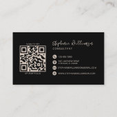 Carte De Visite Monogramme moderne élégant QR Code minimal noir (Dos)