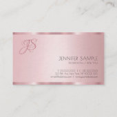 Carte De Visite Monogramme Moderne Élégant Rose Or Premium épais (Dos)