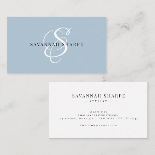 Carte De Visite Monogramme moderne élégant Script Blush Profession (Devant / Derrière)