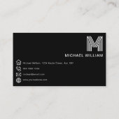 Carte De Visite Monogramme moderne élégant Simple Clair Noir (Dos)