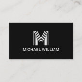 Carte De Visite Monogramme moderne élégant Simple Clair Noir (Devant)