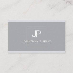 Carte De Visite Monogramme moderne Élégant Simple Grey Professionn