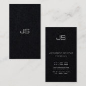 Carte De Visite Monogramme moderne élégant Vertical Premium Noir (Devant / Derrière)