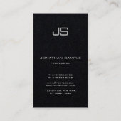 Carte De Visite Monogramme moderne élégant Vertical Premium Noir (Dos)