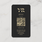 Carte De Visite Monogramme moderne élégant Y Floral Black Gold (Dos)