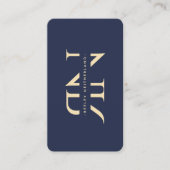 Carte De Visite Monogramme moderne Élégants Initiales Logo Bleu fo (Devant)