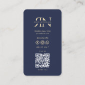 Carte De Visite Monogramme moderne Élégants Initiales Logo Bleu fo (Dos)