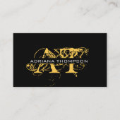 Carte De Visite Monogramme moderne en noir et or (Devant)