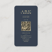 Carte De Visite Monogramme moderne Enseignant Éducation Bleu foncé (Dos)