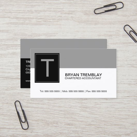 Carte De Visite Monogramme moderne et audacieux (Devant/Arrière en situation)