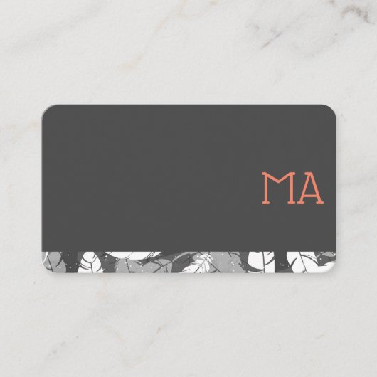 Carte De Visite Monogramme Moderne Et Design / Découpe Gris (Devant)