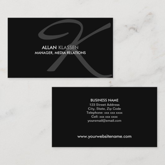 Carte De Visite Monogramme moderne et élégant (Devant / Derrière)