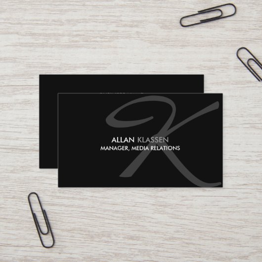 Carte De Visite Monogramme moderne et élégant (Devant/Arrière en situation)