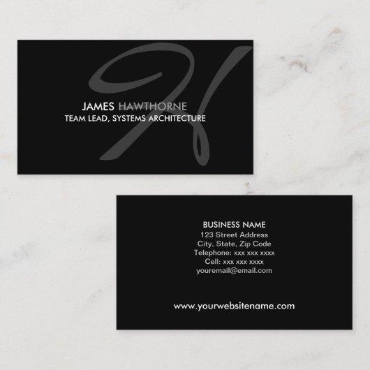 Carte De Visite Monogramme moderne et élégant (Devant / Derrière)