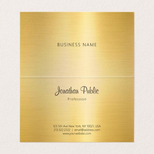 Carte De Visite Monogramme Moderne Faux Gold Calligraphie Script (Intérieur déplié)