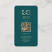 Carte De Visite Monogramme moderne foncé Turquoise or dentiste den (Dos)