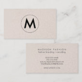 Carte De Visite Monogramme Moderne Fractée Motif Beige (Devant / Derrière)