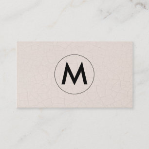 Carte De Visite Monogramme Moderne Fractée Motif Beige