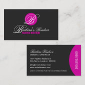 Carte De Visite Monogramme moderne Fuchsia (Devant / Derrière)