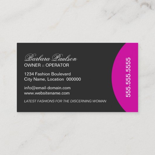 Carte De Visite Monogramme moderne Fuchsia (Dos)