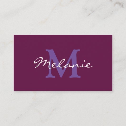 Carte De Visite Monogramme moderne Fuchsia rose et Lilac violet (Devant)