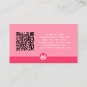Carte De Visite Monogramme Moderne Géométrique Magenta Rose Code Q (Dos)