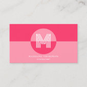 Carte De Visite Monogramme Moderne Géométrique Magenta Rose Code Q (Devant)