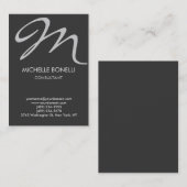 Carte de visite monogramme moderne gris écriture (Devant / Derrière)